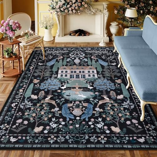 RUGMRZ Kuschel Bettumrandung Teppich 80x160cm,Schwarz Fußmatten,Pflanzenmuster für Flur,Wohnzimmer,Haustür RUGMRZ Kuschel Bettumrandung Teppich 80x160cm,Schwarz Fußmatten,Pflanzenmuster für Flur,Wohnzimmer,Haustür von RUGMRZ