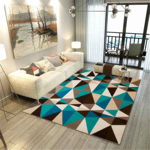 RUGMRZ Kuschel Teppich Groß 80X120Cm Waschbare+Teppiche Mehrfarbig Designer Teppiche Esstisch Deko XXL Teppichgeometrisches Einfaches Sofa Wohnzimmer Flur rutschfest von RUGMRZ