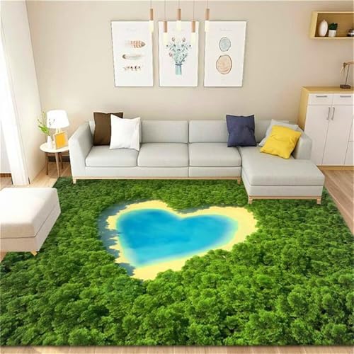 RUGMRZ Kuschel Teppich Kinderteppich Jungen Grüne Liebe Wohnzimmer Schlafzimmer Matte pflegeleicht Teppich Designer 90x190cm von RUGMRZ