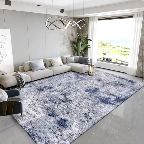 RUGMRZ Kuschel Waschbarer Teppich Wohnzimmer 40x60cm,Blau Fussmatten,Abstrakte Kunst für Eingang,Esszimmer,Terrasse von RUGMRZ