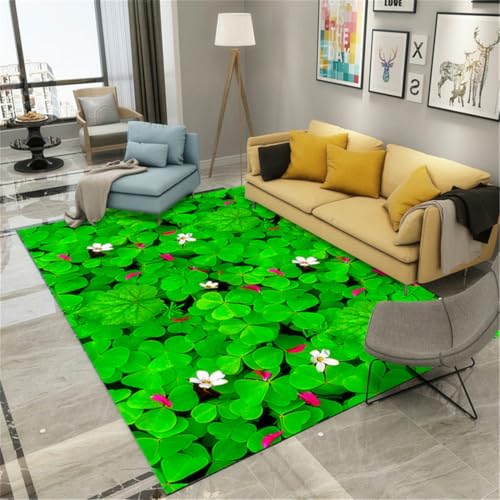 RUGMRZ Kuschelecke Kinderzimmer Teppich 300X400Cm Teppichläufer rutschfest Grün Raum Deko Rugs Washable Babyteppichwohnzimmer Mädchen Schlafzimmer Warmes Blumenmuster von RUGMRZ