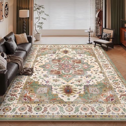 RUGMRZ Kuschelig Weich Esstisch Teppich 160x200cm,Grün,Vintage Blumen für Couchtisch,Mädchen Kinderzimmer,Dekoration Wohnung von RUGMRZ