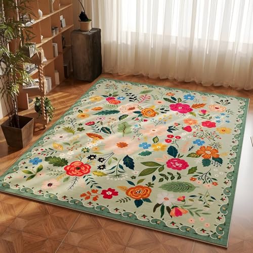 RUGMRZ Kuschelig Weich Schlafzimmer Teppich 80x160cm,Grün Fußmatte Innen,Blumenmuster für Terrasse,Wohnzimmer,Küche RUGMRZ Kuschelig Weich Schlafzimmer Teppich 80x160cm,Grün Fußmatte Innen,Blumenmuster für Terrasse,Wohnzimmer,Küche von RUGMRZ