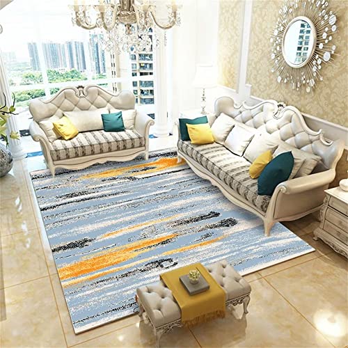 RUGMRZ Kuschelige Teppiche 130 x 190 cm Blauer gelber Schlafzimmer Teppich rechteckig moderner Stil schmutz-und verschleiß fest Teppiche Wohnzimmer von RUGMRZ