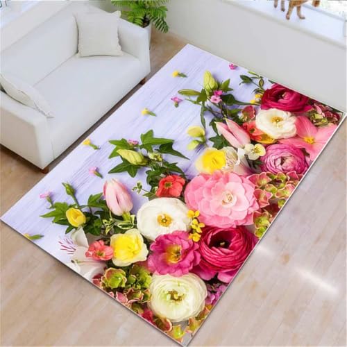 RUGMRZ Kuschelige Teppiche 160X200Cm Deko Flur Teppich Rosa Für Kinder Rechteckiger Babyzimmer Orientalischwohnzimmer Mädchen Schlafzimmer Warmes Blum RUGMRZ Kuschelige Teppiche 160X200Cm Deko Flur Teppich Rosa Für Kinder Rechteckiger Babyzimmer Orientalischwohnzimmer Mädchen Schlafzimmer Warmes Blum von RUGMRZ