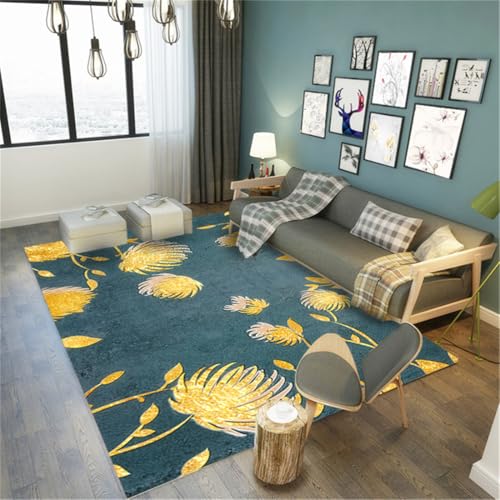 RUGMRZ Kuscheliger Teppich 200X300Cm Landhausstil Deko Blau Kuschelige Teppiche Treppe Mädchen Zimmer Dekorationblumen, Vögel, Bäume Im Chinesischen Stil, Wohnzimmer Elega von RUGMRZ