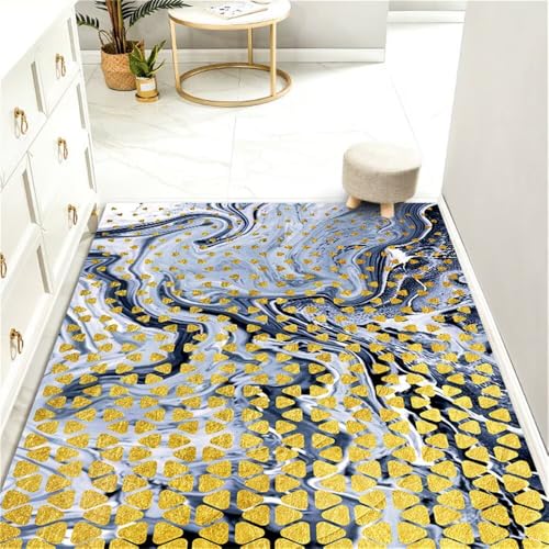 RUGMRZ Kuschelteppich Kamin Deko Wohnzimmer Teppich Grau-Blaue geometrische Designlinie Dekoration rutschfest Kuscheliger Kinder 120X160CM von RUGMRZ