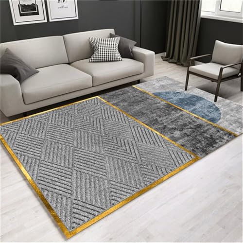RUGMRZ Läufer Teppich Modernes grau-blaues Design Sofakissen waschbar Tepiche 160x220cm von RUGMRZ