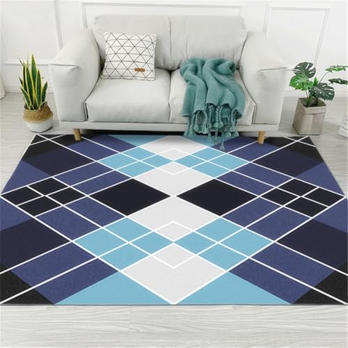 RUGMRZ Läufer rutschfest 50X80Cm Bad Teppiche Blau Teppich Garten Outdoor Designer Wohnzimmer Rechteckiger Für Das Wohnzimmergeometrisches Einfaches Sofa von RUGMRZ