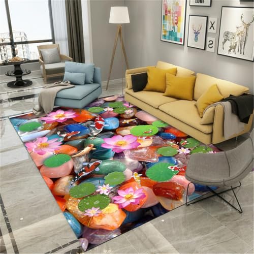 RUGMRZ Langer Teppich Flur 200X300Cm Mädchen Farbe Balkon Dekoration Auslegware Teppich+Wohnzimmerfischschule Lotusblattmuster Ist EIN Muss Für Neue Hausdekoration RUGMRZ Langer Teppich Flur 200X300Cm Mädchen Farbe Balkon Dekoration Auslegware Teppich+Wohnzimmerfischschule Lotusblattmuster Ist EIN Muss Für Neue Hausdekoration von RUGMRZ