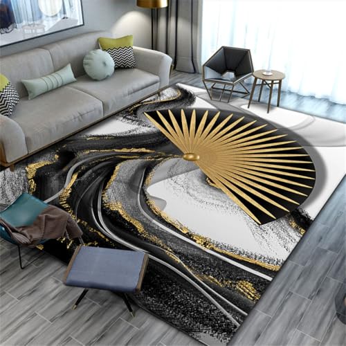 RUGMRZ Langer Teppich Flur 80X160Cm Kuschelige Teppiche 36 Schwarz Tepiche Für Wohnzimmer Bürostuhl Unterlage Licht Luxus Sofa Schlafzimmer Abstrakt Waschbar von RUGMRZ
