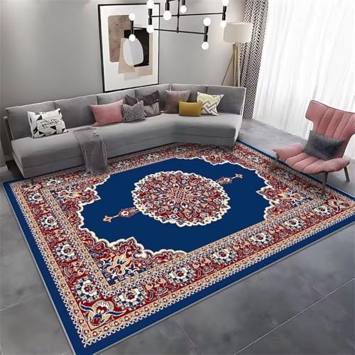 RUGMRZ Langlebig Und Teppiche 90x150CM XXL Teppich Dekoration Wohnzimmer Blau Rotes rechteckiges für das Wohnzimmer. bodenmatte Outdoorteppich von RUGMRZ