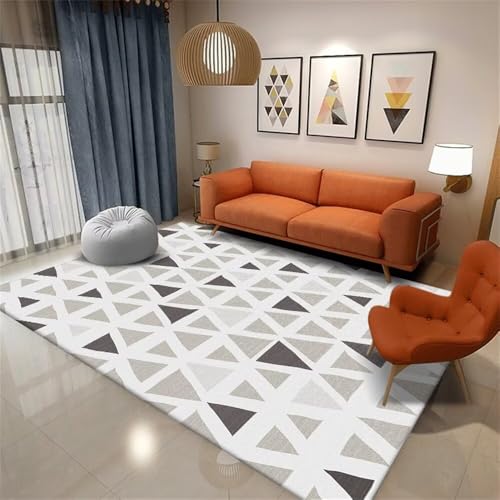 RUGMRZ Large Square Floor Cushions VelvetBaby Zimmer Deko schmutzfangmatte waschbar 200x200CM lã¤Ufer GrauSchwarzer moderner geometrischer Teppich Outdoor wetterfest von RUGMRZ