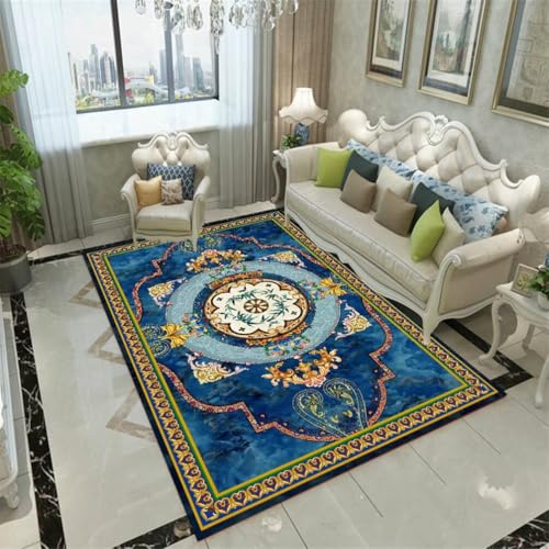 RUGMRZ Large Square Floor Cushions VelvetCarpet Teppich Weich 160x220CM schmutzfangmatte MehrfarbigBlauer Retro-Blumen-Teppich. Rugs for Living Room RUGMRZ Large Square Floor Cushions VelvetCarpet Teppich Weich 160x220CM schmutzfangmatte MehrfarbigBlauer Retro-Blumen-Teppich. Rugs for Living Room von RUGMRZ