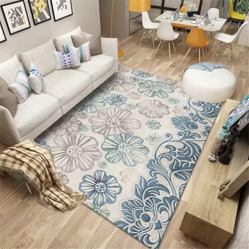 RUGMRZ Large Square Floor Cushions VelvetKinderteppich Waschbar Teppich Outdoor 160x230CM Für Schlafzimmer BlauGrauer Blumenteppich. teppiche RUGMRZ Large Square Floor Cushions VelvetKinderteppich Waschbar Teppich Outdoor 160x230CM Für Schlafzimmer BlauGrauer Blumenteppich. teppiche von RUGMRZ