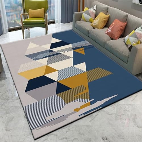 RUGMRZ Lauferteppich Flur Abwaschbarer Küchenteppich moderner geometrischer Teppich 70x120CM Waschbare Teppich Teppich Für Schlafzimmer Blau schöner wohnen Teppich von RUGMRZ