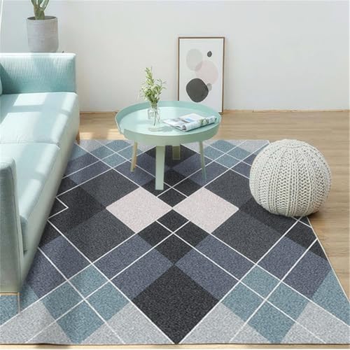 RUGMRZ Lauferteppich Flur Lang 180X250Cm Langfloorteppiche Blau Teppich Vorleger Weihnachtsteppich Carpet Teppichgeometrisches Einfaches Sofa Wohnzimmer rutschfest von RUGMRZ