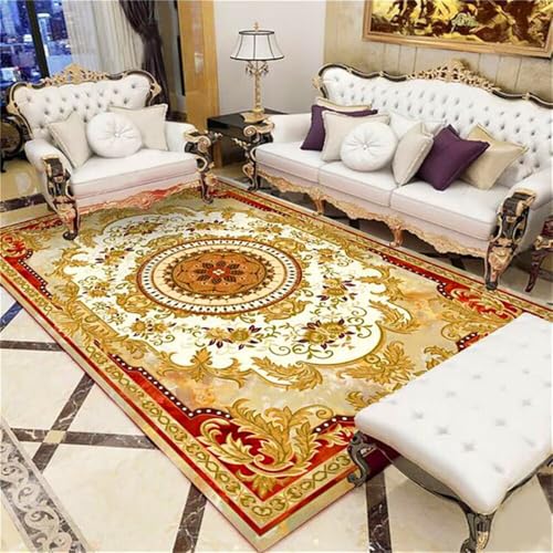 RUGMRZ Lounge Ecke Outdoor Teppich Klein Rote Retro-Stil Wohnzimmer Sitzbereich Dekoration dauerhaft rutschfest Happy Decor Kids 70x140cm von RUGMRZ