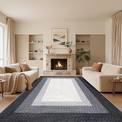 RUGMRZ Modern Grau Waschbarer Teppich Wohnzimmer 50x70cm,Waschbar In Antirutsch Kurzflor Kuschelig Weich für Schlafzimmer,Esszimmer,Balkon von RUGMRZ