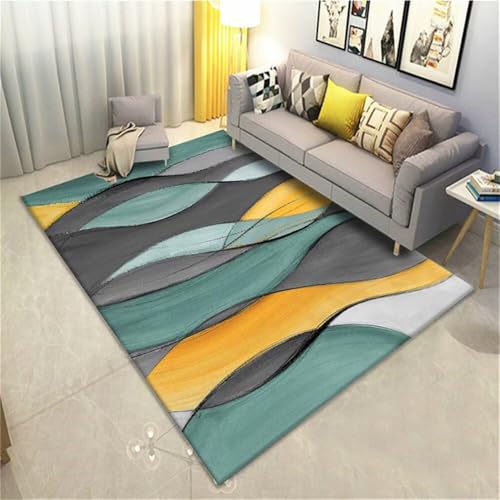 RUGMRZ Modern Teppich Esszimmer Gelb blau Farbschema waschbar Küchenteppiche Kinderzimmer Teppiche Mädchen 120X160CM RUGMRZ Modern Teppich Esszimmer Gelb blau Farbschema waschbar Küchenteppiche Kinderzimmer Teppiche Mädchen 120X160CM von RUGMRZ