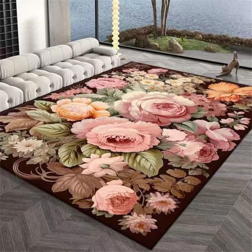 RUGMRZ Moderne Teppiche 100X200Cm Couch Teppich Wohnzimmer 13 Rosa Licht Luxus Schlafzimmer Blumen Am Bett Haushalt Flur Tür von RUGMRZ