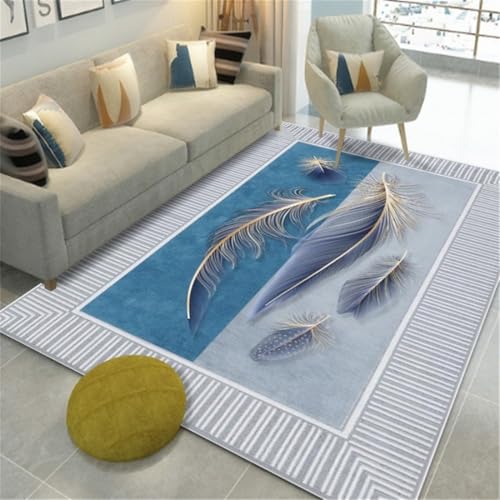 RUGMRZ Moderne Teppiche Wohnzimmer Abstrakte Kunst rutschfest Waschbar Teppich Schreibtischstuhl Blau Rug Carpet Pflegeleicht Tierhaare 100X100CM von RUGMRZ