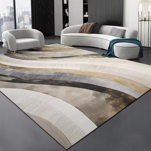 RUGMRZ Möbelgleiter Teppich Rutschfestes Verschmutzungsbeständiges Waschbares Wohnzimmer Abstrakt Modern Bodenschutzmatte Grau Teppichboden Living Room Rug 180X280CM von RUGMRZ