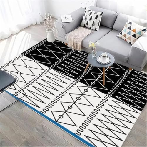 RUGMRZ Outdoor Couchtisch Geometrische Wohnzimmer Sofa Dekoration Weiß Schwarz Vorzimmer Teppich Antirutsch Pads XXL 170X240CM RUGMRZ Outdoor Couchtisch Geometrische Wohnzimmer Sofa Dekoration Weiß Schwarz Vorzimmer Teppich Antirutsch Pads XXL 170X240CM von RUGMRZ