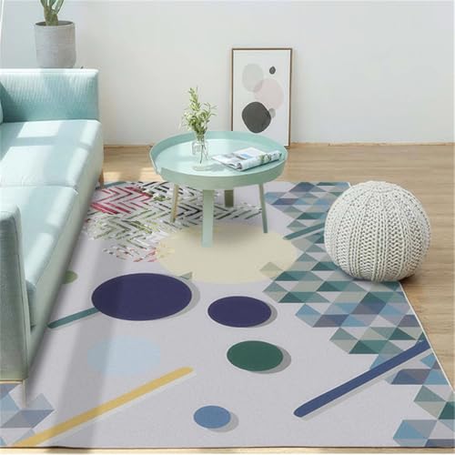 RUGMRZ Outdoor- Teppich 180X280Cm Rechteckiger Blau Runner Rug Flur Läufer Kamin Deko Wohnzimmer Teppichabstrakte Kunst Dekoration Schmutzabweisend Waschbar von RUGMRZ