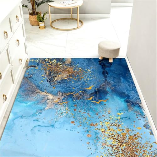 RUGMRZ Outdoor-Teppich Dünner Teppich Blaues Farbschema Modern waschbar Design Jugendzimmer Komplett Set 100X160CM von RUGMRZ