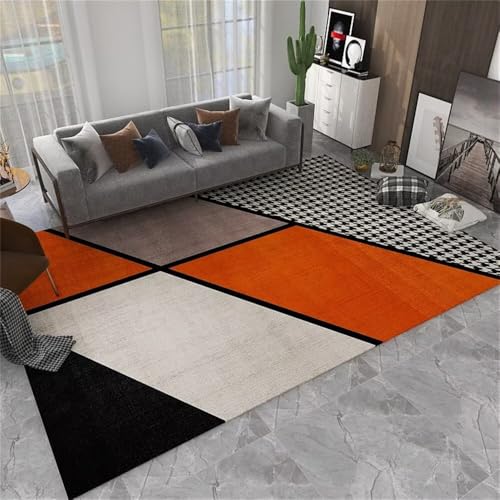 RUGMRZ Outdoor Teppich Groß 180x250CM kinderzimmer teppiche mädchen reinigen orange Schwarzer moderner geometrischer Teppich. Für Draußen Schlafzimmers Kinderteppich RUGMRZ Outdoor Teppich Groß 180x250CM kinderzimmer teppiche mädchen reinigen orange Schwarzer moderner geometrischer Teppich. Für Draußen Schlafzimmers Kinderteppich von RUGMRZ