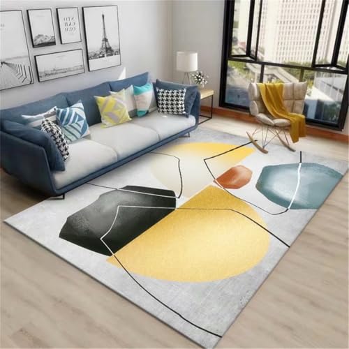 RUGMRZ Outdoor Teppich Klein 200X300Cm Teppiche Gold Esszimmer Deko Teppichboden Auslegware Schreibtischstuhlflurtür Schmutzabweisend rutschfest Art Grau Schwarz von RUGMRZ