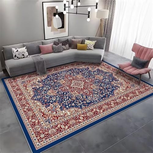 RUGMRZ Outdoorteppich 160x200CM Kinderteppich Zimmer Teppich Blau Roter, Retro-inspirierter Blumenteppich. Jungen jugendzimmer Wohnzimmer Teppichs RUGMRZ Outdoorteppich 160x200CM Kinderteppich Zimmer Teppich Blau Roter, Retro-inspirierter Blumenteppich. Jungen jugendzimmer Wohnzimmer Teppichs von RUGMRZ
