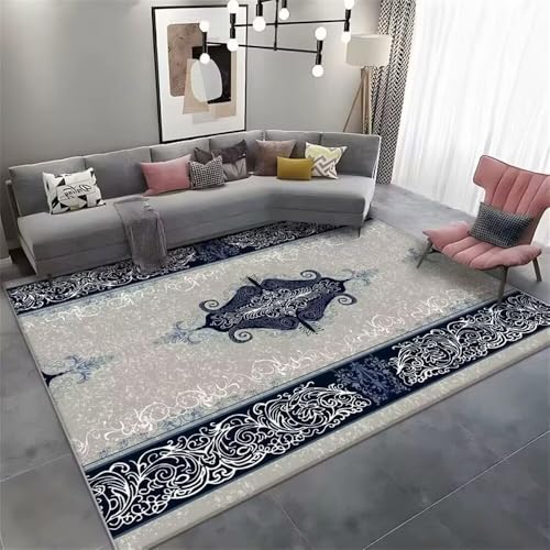 RUGMRZ Outdoorteppich 160x200CM Rugs for Living Room Terassenteppich Blau Grauer, schmutz- und abnutzungsfester Teppich. Waschbarer Teppich tür von RUGMRZ
