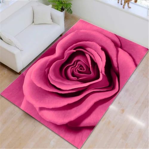 RUGMRZ Outdoorteppich 50X80Cm Landhaus Deko Rot Hall Teppiches Couch Wohnzimmer Teppich Retro Dekowohnzimmer Mädchen Schlafzimmer Warmes Blumenmuster von RUGMRZ