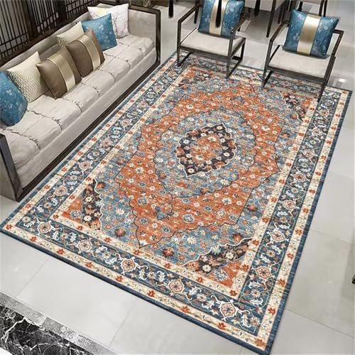 RUGMRZ Outdoorteppich 90x150CM Zimmer Teppichen toiletten Teppich Blau Oranges Retro-Blumen-Teppich Baby Dekoration Wohnzimmer RUGMRZ Outdoorteppich 90x150CM Zimmer Teppichen toiletten Teppich Blau Oranges Retro-Blumen-Teppich Baby Dekoration Wohnzimmer von RUGMRZ