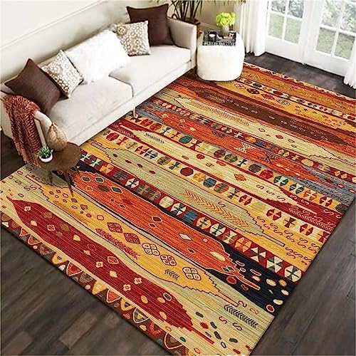 RUGMRZ Outdoorteppich Küchenteppiche Teppichboden Für Schlafzimmer Dunkelrot Retro-Muster Mit Streifen Salon Wasch Bar Rot 120X180Cm Teppich Lang 3Ft 11.2''X5Ft 10.9'' RUGMRZ Outdoorteppich Küchenteppiche Teppichboden Für Schlafzimmer Dunkelrot Retro-Muster Mit Streifen Salon Wasch Bar Rot 120X180Cm Teppich Lang 3Ft 11.2''X5Ft 10.9'' von RUGMRZ