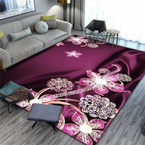 RUGMRZ Outdoorteppiche 160x250CM Couch Teppich Wohnzimmer Auslegware Teppichboden Lila 3D-Muster Wohnzimmerteppich Mädchenschlafzimmer weicher Teppich von RUGMRZ
