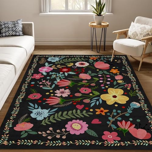 RUGMRZ Outdoorteppiche 170X240Cm Teppich Landhaus Mehr Als 10 Farben Esstisch Groß Deko Wohnzimmer Modern Blumen Kleine Maschinenwaschbar Schlafzimmer Korridor Rutschschutz von RUGMRZ