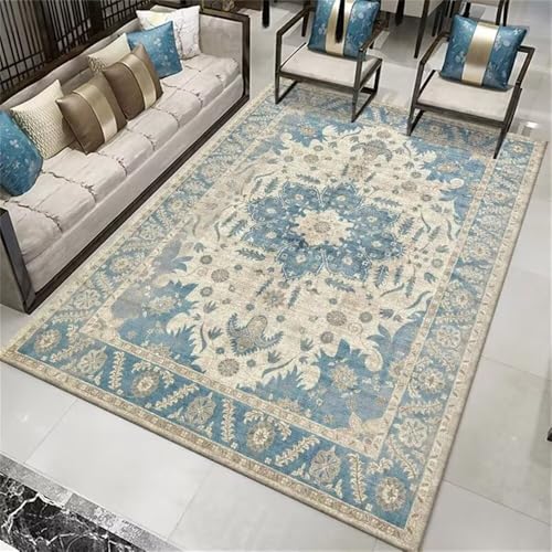 RUGMRZ Pflegeleicht 160x230CM Teppich Designer elegant Wohnzimmer möbel Blau Retro-Blumen-Teppich Balkon Dekoration Kinderzimme RUGMRZ Pflegeleicht 160x230CM Teppich Designer elegant Wohnzimmer möbel Blau Retro-Blumen-Teppich Balkon Dekoration Kinderzimme von RUGMRZ