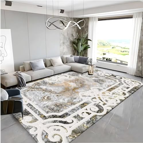 RUGMRZ Pflegeleicht Aesthetic Teppich 100x200cm,Grau,Abstrakte Kunst für Kinderzimmer,Neben Bett,Unter Schreibtischstuhl von RUGMRZ