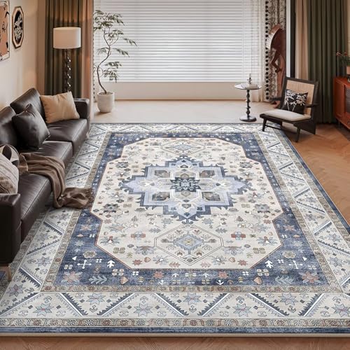 RUGMRZ Pflegeleicht Flur Teppich 50x80cm,Blau Fussmatten Haustür,Retro-Design für Haustür,Schlafzimmer,Eingangsbereich von RUGMRZ