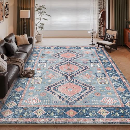 RUGMRZ Pflegeleicht Teppich Flach 120x160cm,Blau,Retro Geometrie für Gaming Zimmer,Weltraum,Unter Schreibtischstuhl von RUGMRZ
