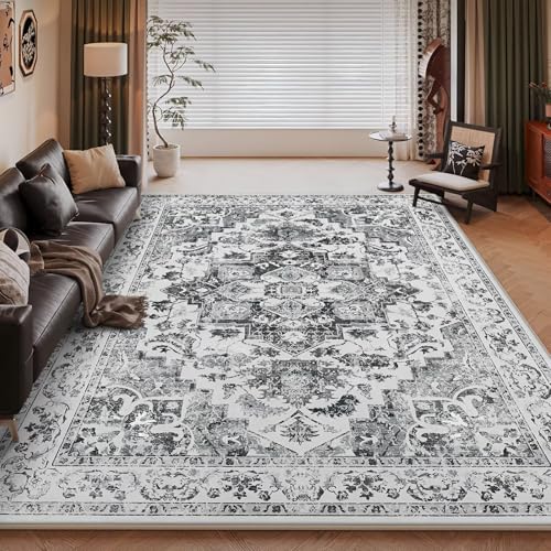 RUGMRZ Pflegeleicht Teppich für Balkon 80x160cm,Grau Fußmatte Innen Waschbar,Klassisches Design für Flur,Terrasse,Eingangs von RUGMRZ