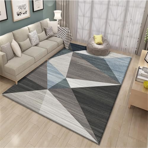 RUGMRZ Regenbogen Teppich Kinderzimmer 130X190Cm Jugendzimmer 37 Grau Schlafzimmer Wohnzimmer Einfache Heimwettgeometrie Rugs for Living Room Läufer Flur rutschfest von RUGMRZ