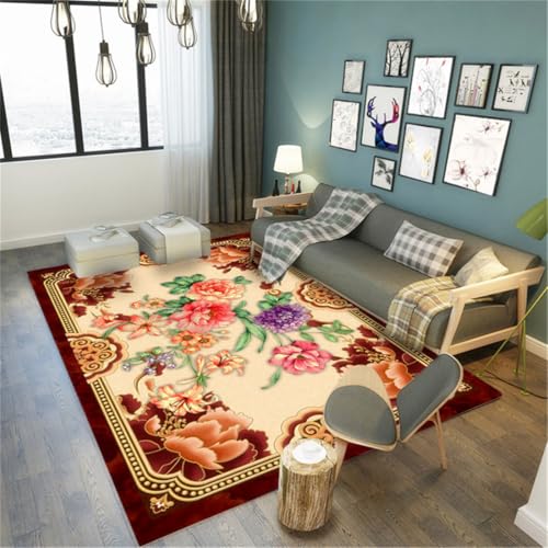 RUGMRZ Retro Deko 80X120Cm Teppich Für Küche Rot Schlafzimmer Bodenschutzmatte Schöne Teppichwohnzimmer Mädchen Warmes Blumenmuster RUGMRZ Retro Deko 80X120Cm Teppich Für Küche Rot Schlafzimmer Bodenschutzmatte Schöne Teppichwohnzimmer Mädchen Warmes Blumenmuster von RUGMRZ