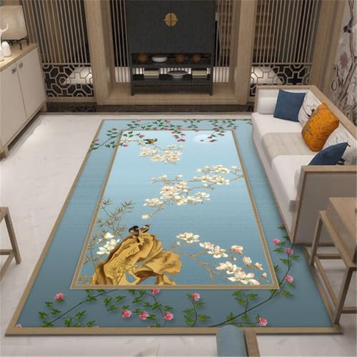 RUGMRZ Room Service 140X200Cm Salon Auslegware Blau Teppich Bürostuhl Geeignet Wohnzimmer Waschbar Küchenteppicheklassische Kunstmuster Im Chinesischen Stil Sind Pflegeleicht RUGMRZ Room Service 140X200Cm Salon Auslegware Blau Teppich Bürostuhl Geeignet Wohnzimmer Waschbar Küchenteppicheklassische Kunstmuster Im Chinesischen Stil Sind Pflegeleicht von RUGMRZ