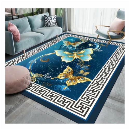 RUGMRZ Room Service 80X160Cm Teppich Tür Blau Gross Anti Rutsch Decoration Bedroomschmetterlingsmuster Klassische Kunst Mode Dekoration Weiß von RUGMRZ