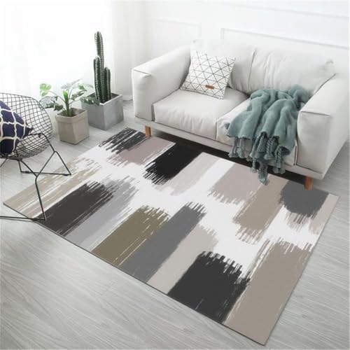 RUGMRZ Rugs for Living Room Moderne Minimalistische rutschfeste Geometrie Carpet Relax Teppich Grau Bodenbeläge Für Balkon Esszimmer Deko 50X80CM von RUGMRZ