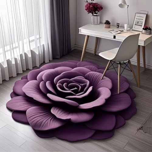 RUGMRZ Rustikale Deko rutschfeste Und Verschmutzung Waschbare Blumen Muster Innendekoration Waschbarer Teppich Läufer Violett Teppich+Wohnzimmer Bettvorleger rutschfest 160X230CM von RUGMRZ